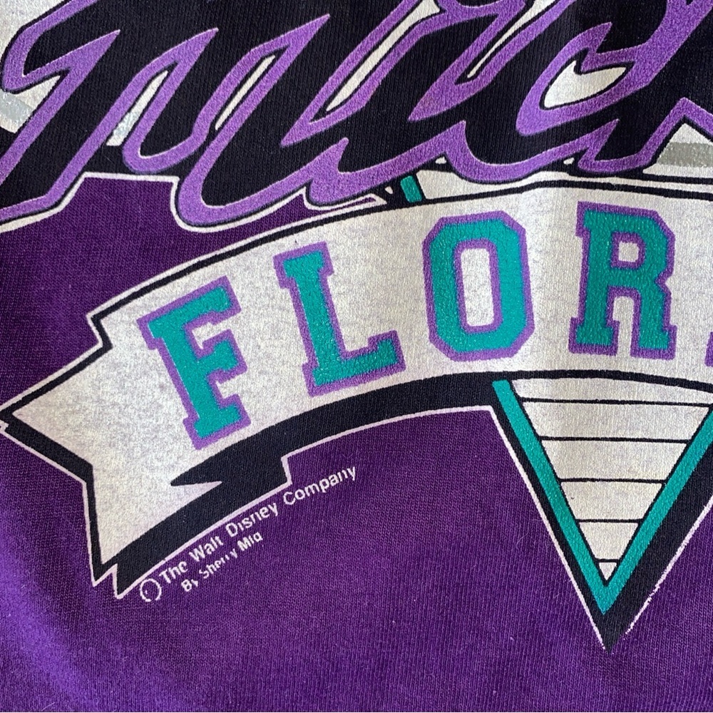 Vintage MICKEY MOUSE FLORIDA T-Shirt Purple  L 50/50 Single Stitch USA Grail‎ - Picture 4 of 10